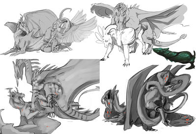 Dragon Sexin' Sketches
art by p-sebae
Keywords: dragon;feral;anthro;male;M/M;penis;anal;from_behind;missionary;p-sebae