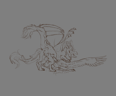 Dragon and Gryphon
art by paintedAWD
Keywords: dragon;gryphon;male;female;feral;M/F;penis;from_behind;anal;egg;oviposition;spooge;paintedAWD