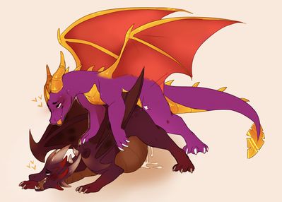 Malefor and Spyro Mating
art by pandx
Keywords: videogame;spyro_the_dragon;dragon;malefor;spyro;male;anthro;M/M;from_behind;spooge;pandx