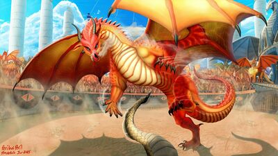 Perilous Peril (Wings_of_Fire)
art by predatoria 
Keywords: wings_of_fire;sandwing;skywing;peril;dragoness;female;feral;solo;non-adult;predatoria