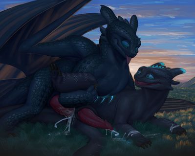 Muso and Zephyr
art by prestomajesto
Keywords: how_to_train_your_dragon;httyd;night_fury;dragon;male;feral;M/M;penis;spoons;anal;spooge;prestomajesto