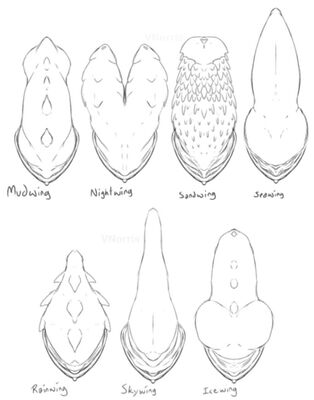 Tribal Penises 1 (Wings_of_Fire)
art by puppetmaster13uwu
Keywords: wings_of_fire;mudwing;nightwing;sandwing;seawing;rainwing;skywing;icewing;dragon;male;feral;solo;penis;hemipenis;closeup;puppetmaster13uwu