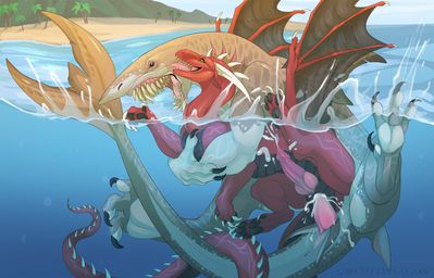 Deadliest Catch
art by qwertydragon
Keywords: dragon;shark;hybrid;feral;male;M/M;penis;anal;from_behind;ejaculation;orgasm;spooge;qwertydragon