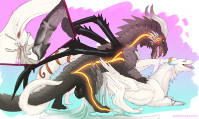Malik and Rahkvi
art by qwertydragon
Keywords: dragon;feral;male;M/F;penis;from_behind;vaginal_penetration;closeup;spooge;qwertydragon
