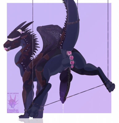 Starflight Bound (Wings_of_Fire)
art by radioactive_froxi
Keywords: wings_of_fire;nightwing;starflight;dragon;male;feral;solo;penis;bondage;anal;dildo;spooge;radioactive_froxi