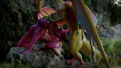 Jambu and Pineapple Oral 2 (Wings_of_Fire)
art by raptie
Keywords: wings_of_fire;rainwing;pineapple;jambu;dragon;male;feral;M/M;penis;oral;cgi;raptie