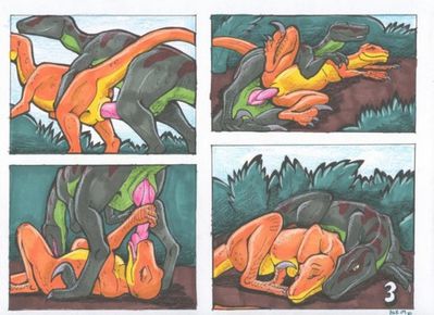 Raptor Love 3
art by blaquetygriss
Keywords: comic;dinosaur;theropod;raptor;male;female;feral;M/F;penis;oral;69;from_behind;spoons;vaginal_penetration;blaquetygriss