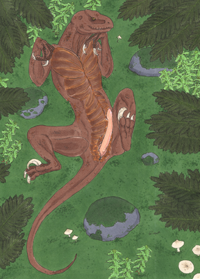 Raptor Spread Out
unknown artist
Keywords: dinosaur;theropod;raptor;male;anthro;feral;solo;penis