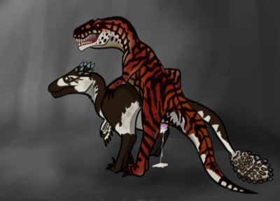 Raptors Mating 1
art by nyxshadewing
Keywords: dinosaur;theropod;raptor;male;female;feral;M/F;penis;from_behind;spooge;nyxshadewing
