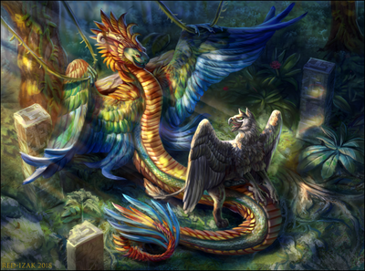 Gryphon Riding Quetzalcoatl
art by red-izak
Keywords: dragoness;wyrm;quetzalcoatl;gryphon;male;female;M/F;penis;reverse_cowgirl;vaginal_penetration;red-izak