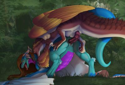 Raptor and Dragoness
art by redraptor16
Keywords: dragoness;dinosaur;theropod;raptor;male;female;feral;M/F;penis;from_behind;vaginal_penetration;spooge;redraptor16