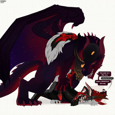 Zander and Felix 2 (Wings_of_Fire)
art by RhaelRasputin
Keywords: wings_of_fire;nightwing;furry;dragon;male;feral;M/M;penis;from_behind;anal;RhaelRasputin