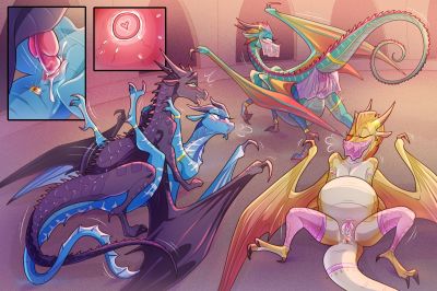 Starflight and the Girls (Wings_of_Fire)
art by ripli
Keywords: wings_of_fire;sandwing;nightwing;seawing;rainwing;hybrid;starflight;tsunami;glory;sunny;dragon;dragoness;male;female;feral;M/F;penis;vagina;missionary;vaginal_penetration;internal;closeup;spooge;ripli