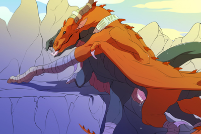 On The Mountaintop
art by samhyule
Keywords: dragon;dragoness;male;female;feral;M/F;penis;from_behind;vaginal_penetration;spooge;samhyule