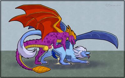 Spyro x Zym
art by samudre
Keywords: videogame;spyro_the_dragon;spyro;dragon;male;feral;M/M;penis;from_behind;anal;spooge;samudre