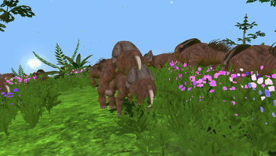 Protoceratops Mating
art by sandypodra
Keywords: videogame;spore;dinosaur;ceratopsid;protoceratops;male;female;feral;M/F;from_behind;suggestive;sandypodra