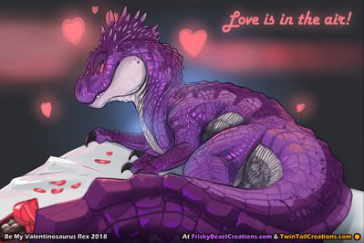 Valentine's Day Promo Art
art by scritt
Keywords: dinosaur;theropod;tyrannosaurus_rex;trex;feral;solo;suggestive;scritt
