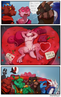 Kobold Valentine
art by sefeiren
Keywords: comic;dungeons_and_dragons;kobold;male;female;anthro;solo;vagina;humor;sefeiren