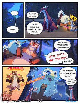 Sibling Showdown, page 35
art by sefeiren
Keywords: comic;dragon;gryphon;furry;badger;thistle;kindle;male;female;feral;M/F;non-adult;frisky-ferals;sefeiren