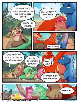 Sibling Showdown, page 51
art by sefeiren
Keywords: comic;dinosaur;theropod;raptor;dragon;gryphon;kindle;thistle;furry;badger;male;female;feral;M/F;penis;oral;from_behind;suggestive;closeup;spooge;frisky-ferals;sefeiren