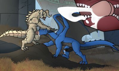 Wasteland Encounter
art by seferen
Keywords: videogame;fallout;reptile;lizard;deathclaw;dragon;syrazor;male;feral;M/M;penis;oral;internal;ejaculation;spooge;seferen