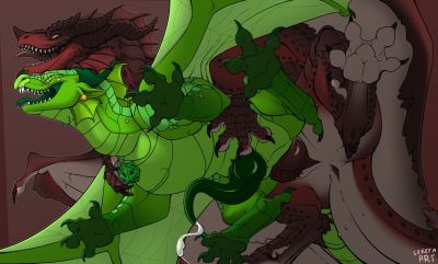 Hybrid Breeding (Wings_of_Fire)
art by ~sekera~
Keywords: wings_of_fire;leafwing;rainwing;hybrid;dragon;male;feral;M/M;penis;from_behind;anal;spooge;~sekera~