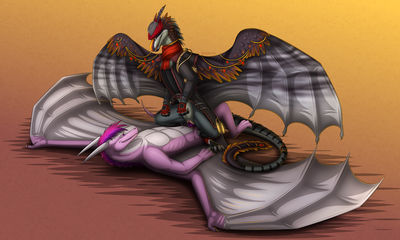 Red Scarf
art by shadarrius
Keywords: dragon;dragoness;male;female;feral;M/F;penis;cowgirl;vaginal_penetration;shadarrius