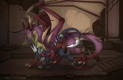 Breeding The Queen
art by shadoweyenoom
Keywords: videogame;spyro_the_dragon;cynder;dragon;dragoness;male;female;feral;M/F;penis;from_behind;vaginal_penetration;spooge;shadoweyenoom