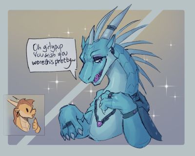 Girlypop (Wings_of_Fire)
art by shayda
Keywords: wings_of_fire;sandwing;icewing;qibli;winter;dragon;male;feral;M/M;humor;non-adult;shayda