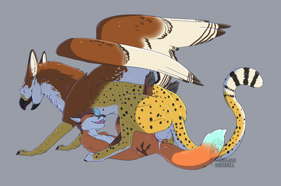 Gryphon and Fox Mating
art by shinigamisquirrel
Keywords: gryphon;furry;canine;fox;male;feral;anthro;M/M;penis;missionary;anal;spooge;shinigamisquirrel