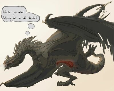 Paarthurnax
art by shiraga
Keywords: videogame;skyrim;paarthurnax;dragon;wyvern;male;feral;solo;penis;spooge;shiraga