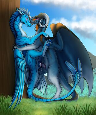 Against The Tree
art by silipinfox1298
Keywords: dragon;dragoness;male;female;feral;M/F;penis;missionary;vaginal_penetration;spooge;silipinfox1298