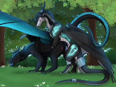 In The Woods
art by silipinfox1298
Keywords: dragon;dragoness;male;female;herm;feral;M/F;penis;from_behind;vaginal_penetration;spooge;silipinfox1298