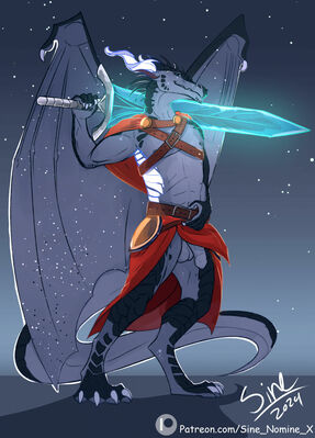 Hybrid Warrior (Wings_of_Fire)
art by sine_nomine_x
Keywords: wings_of_fire;icewing;nightwing;hybrid;dragon;male;anthro;solo;penis;sine_nomine_x