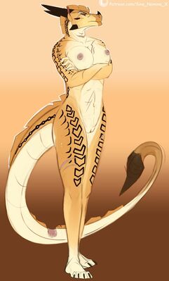 Sandstone (Wings_of_Fire)
art by sine_nomine_x
Keywords: wings_of_fire;sandwing;dragoness;female;anthro;breasts;solo;vagina;sine_nomine_x