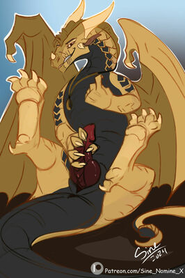 Venom (Wings_of_Fire)
art by sine_nomine_x
Keywords: wings_of_fire;sandwing;dragon;male;feral;solo;penis;masturbation;sine_nomine_x