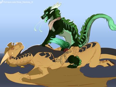 Wani and Venom (Wings_of_Fire)
art by sine_nomine_x
Keywords: wings_of_fire;sandwing;dragon;male;feral;M/M;penis;hemipenis;cowgirl;anal;sine_nomine_x