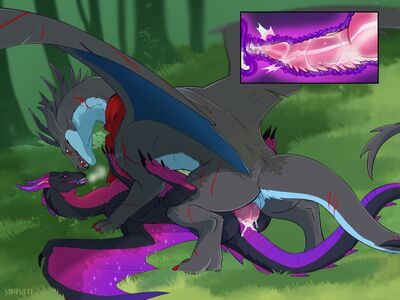 Love in the Forest (alt)
art by sinpufff
Keywords: dragon;dragoness;male;female;feral;M/F;penis;missionary;vaginal_penetration;internal;ejaculation;spooge;sinpufff