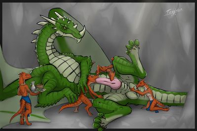 Kobold Service
art by sirtroglodon
Keywords: dungeons_and_dragons;dragon;feral;male;kobold;anthro;solo;penis;oral;humor;sirtroglodon