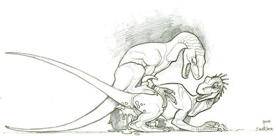 Raptor Mount
art by skadjer
Keywords: dinosaur;theropod;raptor;deinonychus;male;female;feral;M/M;from_behind;spooge;skadjer
