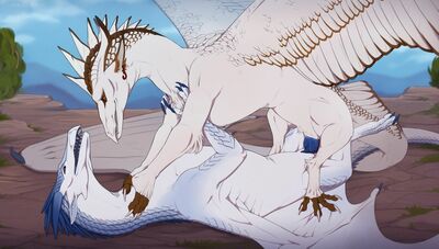 Riding an Icewing (Wings_of_Fire)
art by skoren
Keywords: wings_of_fire;icewing;dragon;dragoness;male;female;feral;M/F;penis;cowgirl;vaginal_penetration;skoren