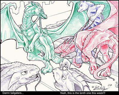 Tailgater
art by slash0x
Keywords: dragon;male;feral;solo;M/M;penis;spooge;humor;slash0x