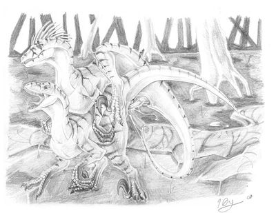 Topping the Raptor
art by slash0x
Keywords: dinosaur;theropod;raptor;deinonychus;male;female;feral;M/F;penis;from_behind;cloacal_penetration;spooge;slash0x