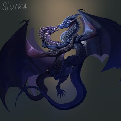Darkstalker and Clearsight (Wings_of_Fire)
art by slo1ka
Keywords: wings_of_fire;nightwing;icewing;hybrid;clearsight;darkstalker;dragon;dragoness;male;female;feral;M/F;romance;non-adult;slo1ka