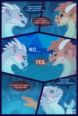 Secret Love, page 5 (Wings_of_Fire)
art by slo1ka
Keywords: comic;wings_of_fire;icewing;sandwing;qibli;winter;dragon;male;feral;M/M;non-adult;slo1ka