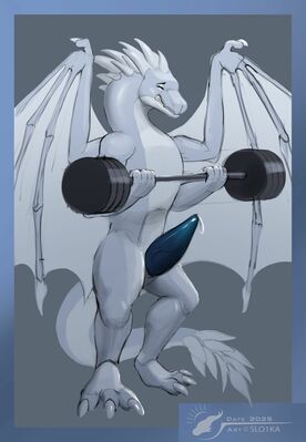 Winter Workout (Wings_of_Fire)
art by slo1ka
Keywords: wings_of_fire;icewing;winter;dragon;male;feral;solo;penis;spooge;slo1ka