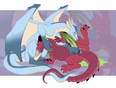 Prisma 69 (Wings_of_Fire)
art by smutzkii
Keywords: wings_of_fire;rainwing;dragon;dragoness;male;female;feral;M/F;penis;vagina;69;oral;fingering;vaginal_penetration;spread;spooge;smutzkii