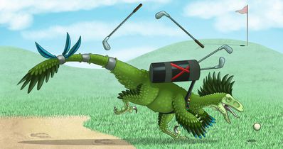 How To Golf
art by sorambit
Keywords: dinosaur;theropod;raptor;male;feral;solo;humor;non-adult;sorambit