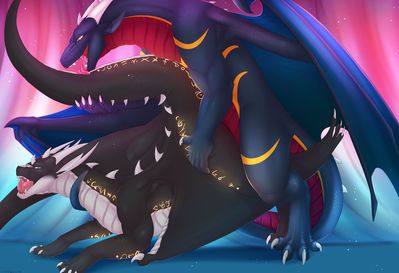 Bunsen and Seraphis
art by staffkira2891
Keywords: dragon;male;feral;M/M;penis;from_behind;anal;staffkira2891