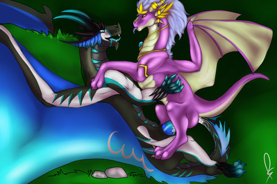 Mating in the Forest
art by staffkira2891
Keywords: dragon;dragoness;male;female;feral;M/F;penis;cowgirl;anal;tailplay;masturbation;spooge;staffkira2891